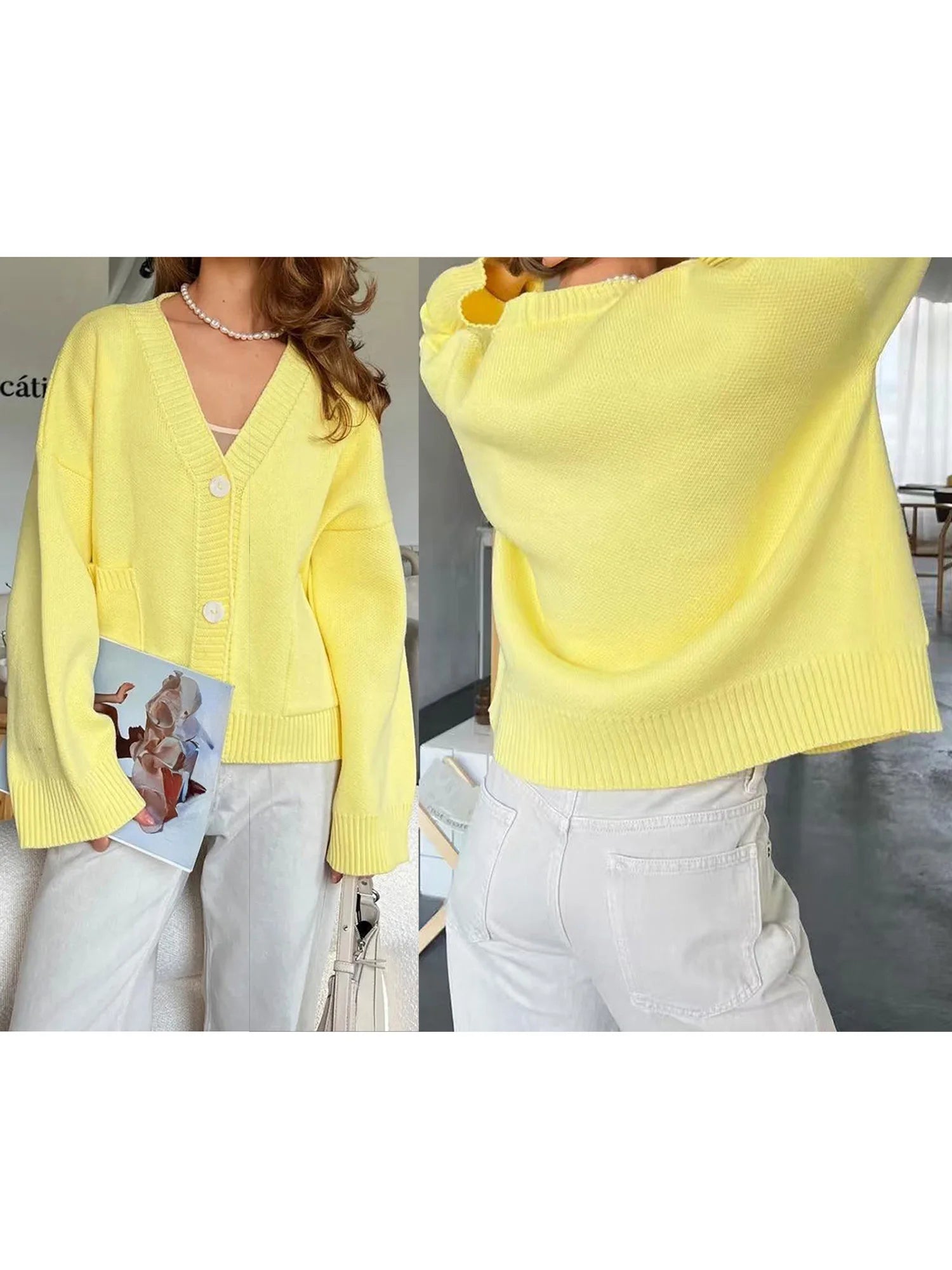 V-Neck Button Down Cardigan